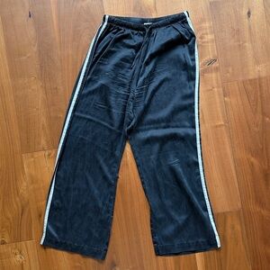 DONNI SILK stripe cropped drawstring pants / jet black / small